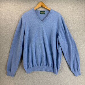 Alan Paine Carolina Blue V-Neck Sweater Mens Size UK 50 EUR 58‎ Cotton Cashmere